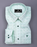 Tifton Green Arrow Printed Linen Cotton Shirt