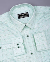 Tifton Green Arrow Printed Linen Cotton Shirt