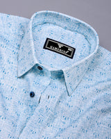 Tifton Blue Arrow Printed Linen Cotton Shirt