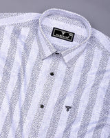 Unity Gray With White Printed Linen Cotton Shirt