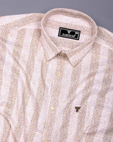 Unity Cream With White Printed Linen Cotton Shirt