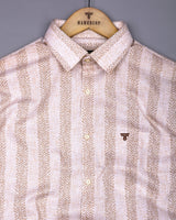 Unity Cream With White Printed Linen Cotton Shirt