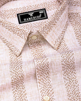 Unity Cream With White Printed Linen Cotton Shirt