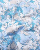 Pintag Blue With White Optical Printed Cotton Shirt