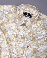 Pintag Cream With White Optical Printed Cotton Shirt