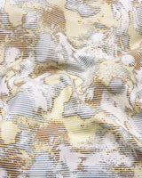 Pintag Cream With White Optical Printed Cotton Shirt