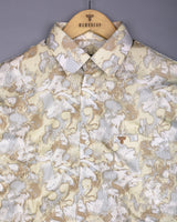 Pintag Cream With White Optical Printed Cotton Shirt