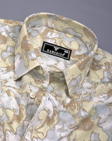 Pintag Cream With White Optical Printed Cotton Shirt