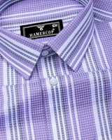 Barcilona Purple With Gray Dobby Stripe Cotton Shirt