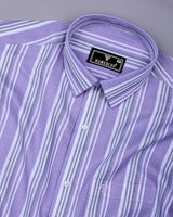 Barcilona Purple With Gray Dobby Stripe Cotton Shirt