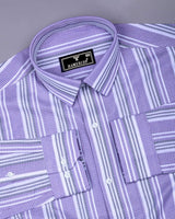 Barcilona Purple With Gray Dobby Stripe Cotton Shirt