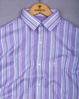 Barcilona Purple With Gray Dobby Stripe Cotton Shirt