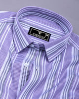 Barcilona Purple With Gray Dobby Stripe Cotton Shirt