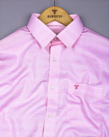Peprica Pink With White Daimond Texture Premium Giza Shirt