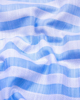 Vimcy Blue With White Dobby Stripe Cotton Shirt