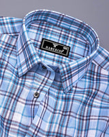 Beloit Blue With White Check Linen Cotton Shirt