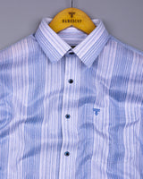 Roman Blue With White Taupe Stripe Cotton Shirt