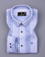 Roman Blue With White Taupe Stripe Cotton Shirt