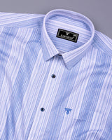 Roman Blue With White Taupe Stripe Cotton Shirt