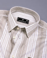 Roman Brownish Gray With White Taupe Stripe Cotton Shirt