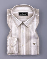 Roman Brownish Gray With White Taupe Stripe Cotton Shirt