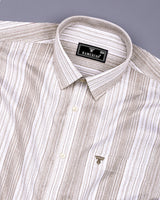 Roman Brownish Gray With White Taupe Stripe Cotton Shirt