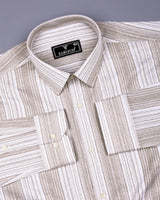 Roman Brownish Gray With White Taupe Stripe Cotton Shirt