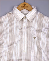 Roman Brownish Gray With White Taupe Stripe Cotton Shirt