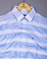 Croydon Blue With White Weft Stripe Dobby Cotton Shirt