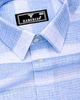 Croydon Blue With White Weft Stripe Dobby Cotton Shirt