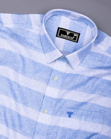 Croydon Blue With White Weft Stripe Dobby Cotton Shirt