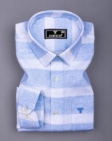 Croydon Blue With White Weft Stripe Dobby Cotton Shirt