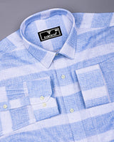 Croydon Blue With White Weft Stripe Dobby Cotton Shirt
