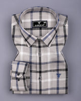 Arcore Gray With Black Check Linen Cotton Shirt