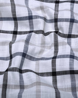 Arcore White With Gray Check Linen Cotton Shirt