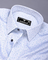 Rison Blue With White Printed Cotton Shirt