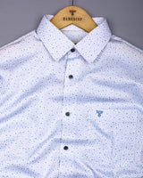 Rison Blue With White Printed Cotton Shirt
