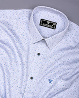Rison Blue With White Printed Cotton Shirt