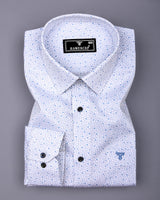 Rison Blue With White Printed Cotton Shirt