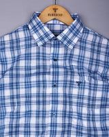 Forio Blue With White Check Linen Cotton Shirt