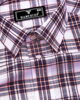 Forio Maroon With Pink Check Linen Cotton Shirt