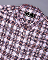 Forio Maroon With Pink Check Linen Cotton Shirt