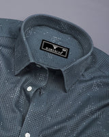 Flores Gray Dot Printed Dobby Cotton Waffle Check Shirt