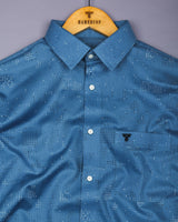 Flores Blue Dot Printed Dobby Cotton Waffle Check Shirt