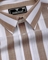 Colwood Cream With White Stripe Linen Cotton Shirt