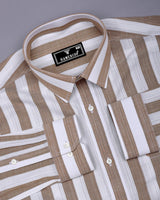 Colwood Cream With White Stripe Linen Cotton Shirt