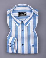 Colwood Blue With White Stripe Linen Cotton Shirt