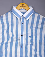 Colwood Blue With White Stripe Linen Cotton Shirt