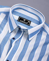 Colwood Blue With White Stripe Linen Cotton Shirt