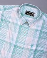 Pozos Green With White Check Formal Cotton Shirt